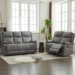 Manual Recliners Sofa, Recliner Couches Set, 2 Seater + 3 Seater - Grey - thumbnail 5
