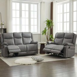 Manual Recliners Sofa, Recliner Couches Set, 2 Seater + 3 Seater - Grey - thumbnail 6