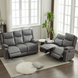 Manual Recliners Sofa, Recliner Couches Set, 2 Seater + 3 Seater - Grey - thumbnail 7