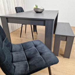 Kosy Koala Modern Arrow Design Dining Table Set With 2 Black Velvet Chairs And 1 Bench Dining Room Furniture - thumbnail 5