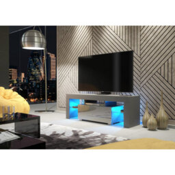 Creative Furniture Floe Tv Unit 130Cm - Dark Grey With Gloss Doors And Led Lights - thumbnail 2