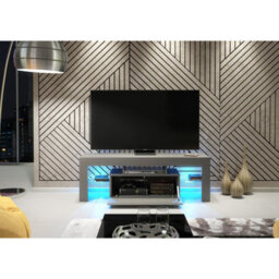 Creative Furniture Floe Tv Unit 130Cm - Dark Grey With Gloss Doors And Led Lights - thumbnail 4