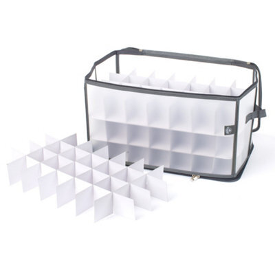 Christmas Village Bauble And Decoration Storage Cube Holder With Dividers Zipped Lid Handles And 112 Ornament Capacity - image 1