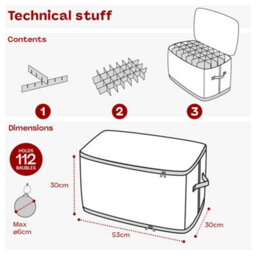 Christmas Village Bauble And Decoration Storage Cube Holder With Dividers Zipped Lid Handles And 112 Ornament Capacity - thumbnail 9