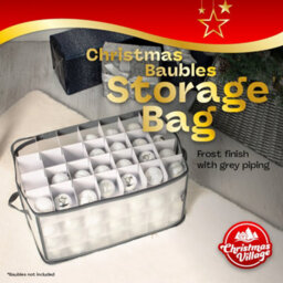Christmas Village Bauble And Decoration Storage Cube Holder With Dividers Zipped Lid Handles And 112 Ornament Capacity - thumbnail 2