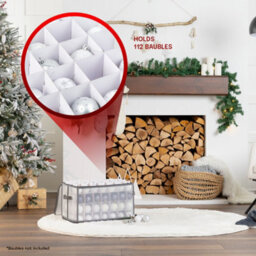 Christmas Village Bauble And Decoration Storage Cube Holder With Dividers Zipped Lid Handles And 112 Ornament Capacity - thumbnail 5