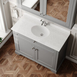 Hudson Reed Floor Standing Two Door Traditional Vanity Unit With 1 Tap Hole White Marble Top & Basin In Storm Grey, 1020 X 470mm - thumbnail 3