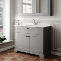 Hudson Reed Floor Standing Two Door Traditional Vanity Unit With 1 Tap Hole White Marble Top & Basin In Storm Grey, 1020 X 470mm - thumbnail 4
