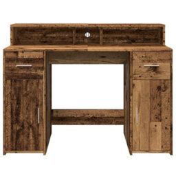 Berkfield Desk With Led Lights Old Wood 120X55X91 Cm Engineered Wood - thumbnail 6