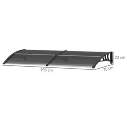 Matteo Black Door Canopy Awning - 196X75Cm Weatherproof & Uv Resistant Porch Shelter - thumbnail 3