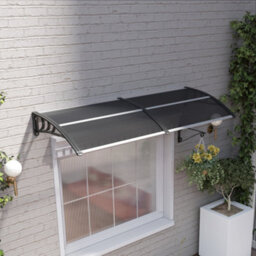 Matteo Black Door Canopy Awning - 196X75Cm Weatherproof & Uv Resistant Porch Shelter - thumbnail 2