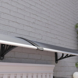 Matteo Black Door Canopy Awning - 196X75Cm Weatherproof & Uv Resistant Porch Shelter - thumbnail 7