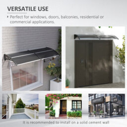 Matteo Black Door Canopy Awning - 196X75Cm Weatherproof & Uv Resistant Porch Shelter - thumbnail 6