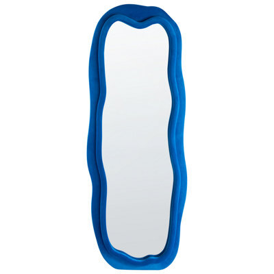 Beliani Wall Mirror Beaune 56 Cm 160 Cm Velvet Blue - image 1