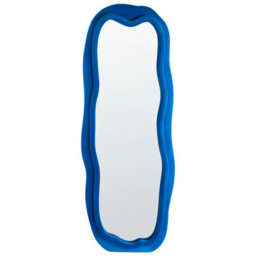 Beliani Wall Mirror Beaune 56 Cm 160 Cm Velvet Blue - thumbnail 1