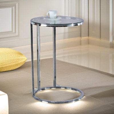Pirlo Plush C Shaped Side Table Chrome Living Room Furniture - image 1