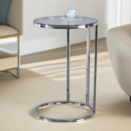 Pirlo Plush C Shaped Side Table Chrome Living Room Furniture - thumbnail 3