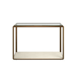 Wyld Haus Aracaju Ivory Shagreen And Brass Glass Top Console Table - thumbnail 2