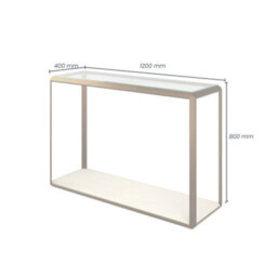 Wyld Haus Aracaju Ivory Shagreen And Brass Glass Top Console Table - thumbnail 6