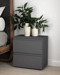 Spot On Dealz Bedside Cabinet Chest Of 2 Drawer Modern Slim Side Storage Display Nightstand Cabinets Furniture - thumbnail 1
