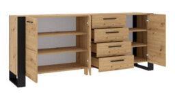Arte Modern Nuka Sideboard Cabinet In Oak Artisan W1970mm X H870mm X D450mm - thumbnail 2