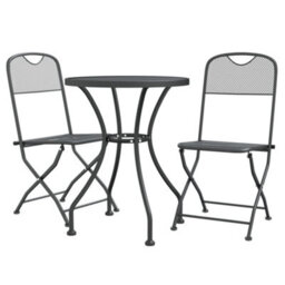 Berkfield 3 Piece Garden Dining Set Expanded Metal Mesh Anthracite - thumbnail 3