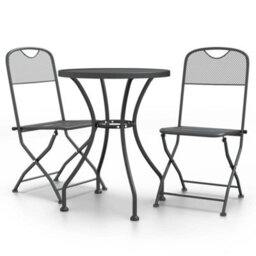 Berkfield 3 Piece Garden Dining Set Expanded Metal Mesh Anthracite - thumbnail 2