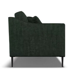 Aspen Green Velvet 2 Seater Sofa With Foam Seat Cushion, Piped Detailing, Black Metal Stiletto Legs & Accent Pillows - thumbnail 5