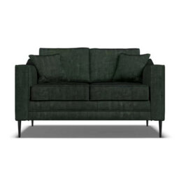 Aspen Green Velvet 2 Seater Sofa With Foam Seat Cushion, Piped Detailing, Black Metal Stiletto Legs & Accent Pillows - thumbnail 4