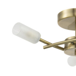 Happy Homewares Contemporary Designer 3-Arm Antique Brass Ceiling Light With Tubular Shades - thumbnail 3