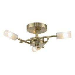 Happy Homewares Contemporary Designer 3-Arm Antique Brass Ceiling Light With Tubular Shades - thumbnail 1