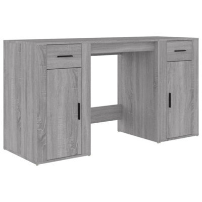 Berkfield Elegant Desk With Cabinet Grey Sonoma Engineered Wood