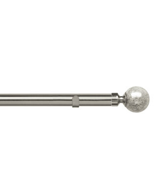Unknown 28mm Fixed Length Metal Eyelet Curtain Pole Set In Satin Silver - Empire Finial, 230Cm - image 1