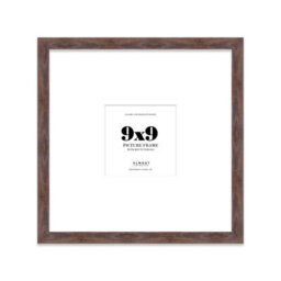 "9X9"" Walnut Picture Frame - 9X9"" Square Frame With 6X6"" Mount For 9X9""/6X6"" Pictures Moderrn Style Thin Edge, 1 Pack" - thumbnail 1