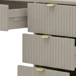 Tireno Sand Beige Corner Desk With Fluted Drawer Fronts Modern Study Desk For Home Office Bedroom And Teen Room - thumbnail 3