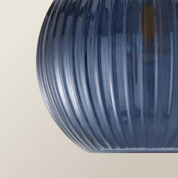 Valuelights Maddison Navy Blue Ribbed Glass Globe Easy Fit Pendant Lamp Shade - thumbnail 4