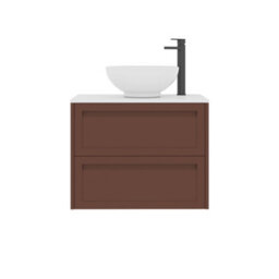 Royal Bathrooms Royal Bathroom Elmore 700mm Terracotta Clay Wall Mounted Bathroom Vanity Unit 2 Drawer Plain White Worktop With Breeze Basin - thumbnail 7