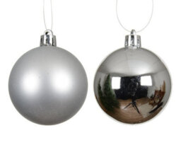 Kaemingk Christmas Tree Baubles, Shatterproof, Mixed Shiny & Matt Silver - 100mm - 4 Pack - thumbnail 2