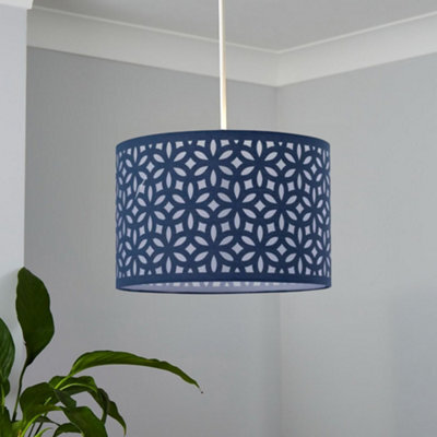 First Choice Lighting Navy Blue Laser Cut 30Cm Pendant Light Shade - image 1