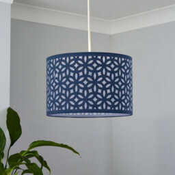 First Choice Lighting Navy Blue Laser Cut 30Cm Pendant Light Shade - thumbnail 1