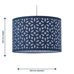 First Choice Lighting Navy Blue Laser Cut 30Cm Pendant Light Shade - thumbnail 7