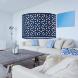 First Choice Lighting Navy Blue Laser Cut 30Cm Pendant Light Shade - thumbnail 5