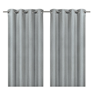 GoodHome Moggo Light Grey Chevron Lined Eyelet Curtain (W)167Cm (L)228Cm, Pair - image 1