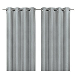 GoodHome Moggo Light Grey Chevron Lined Eyelet Curtain (W)167Cm (L)228Cm, Pair - thumbnail 1