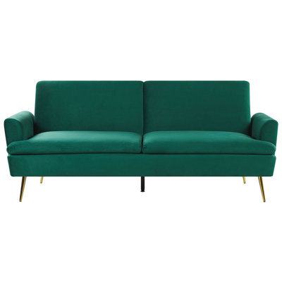 Beliani Sofa Bed 3 Seater Vettre Velvet Dark Green - image 1