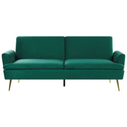 Beliani Sofa Bed 3 Seater Vettre Velvet Dark Green