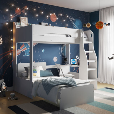 Flair Cosmic L Shaped Wooden Bunk Bed - White - image 1