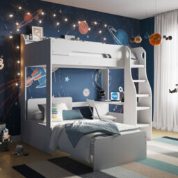 Flair Cosmic L Shaped Wooden Bunk Bed - White - thumbnail 1
