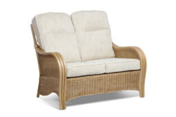 Desser Turin Light Oak Natural Rattan 2 Seater Conservatory Sofa Real Cane Wicker Indoor Settee With Uk Sewn Cushion In Jasper