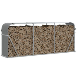 Walplus Log Holder Light Grey 234X45X100 Cm Galvanised Steel - thumbnail 3